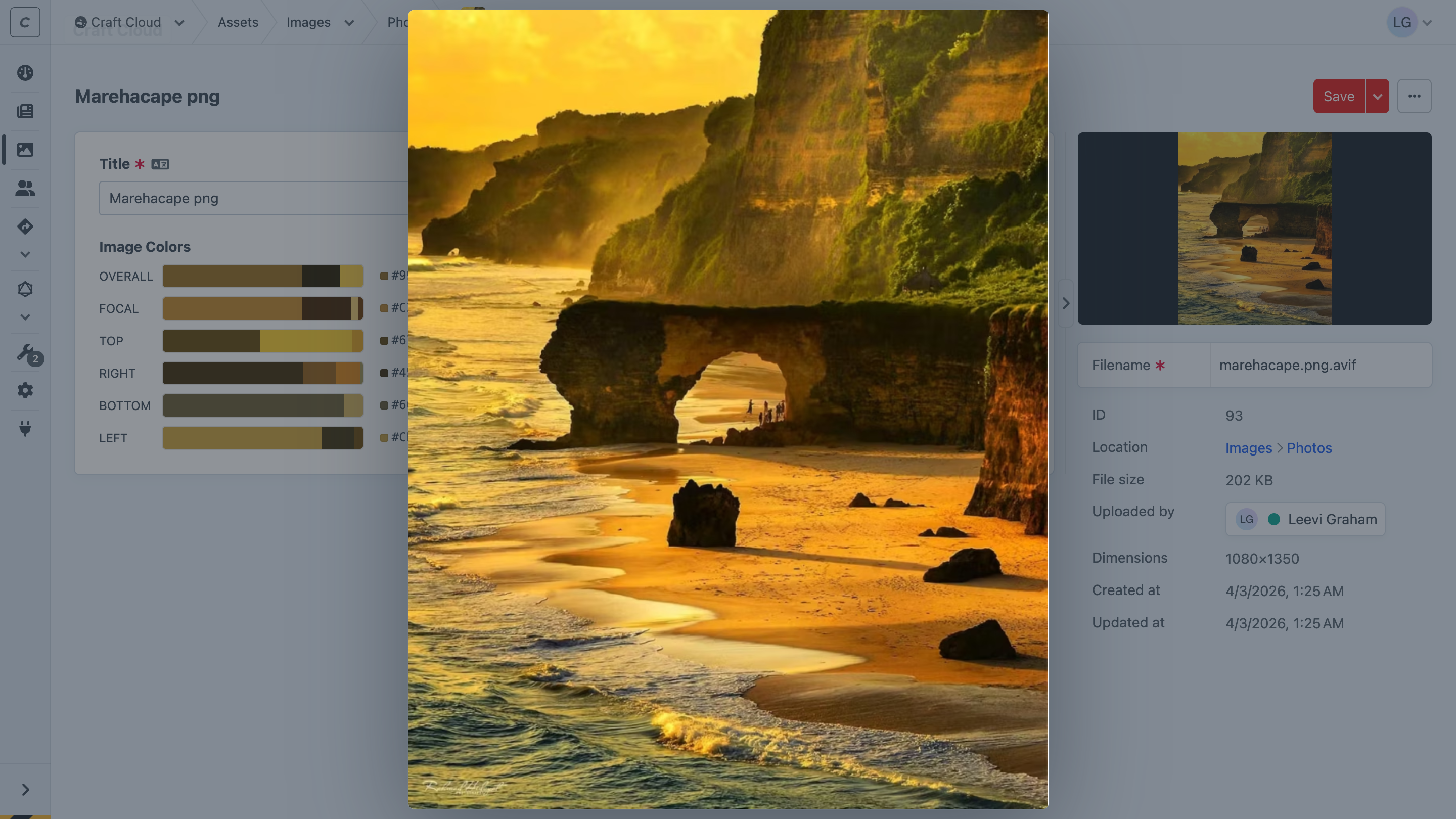 Focal point preview dialog